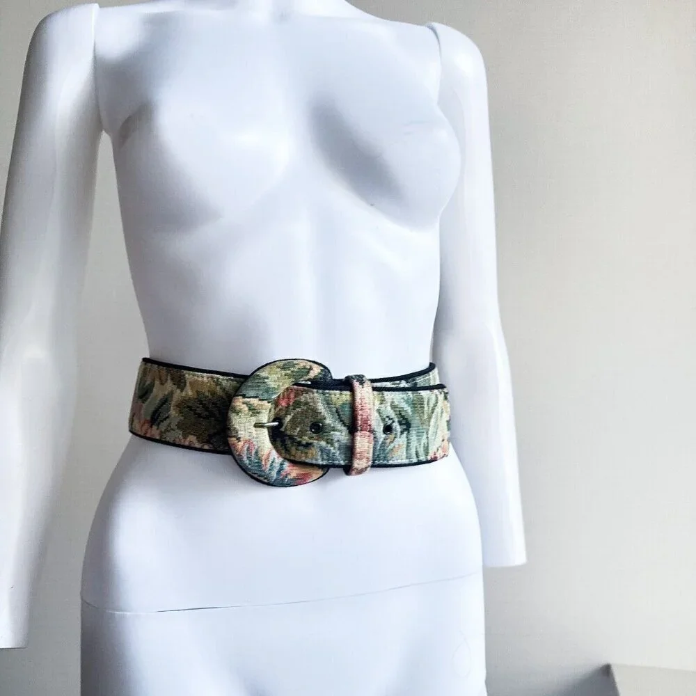 Vintage Tapestry Couch Print Grandma Style Belt